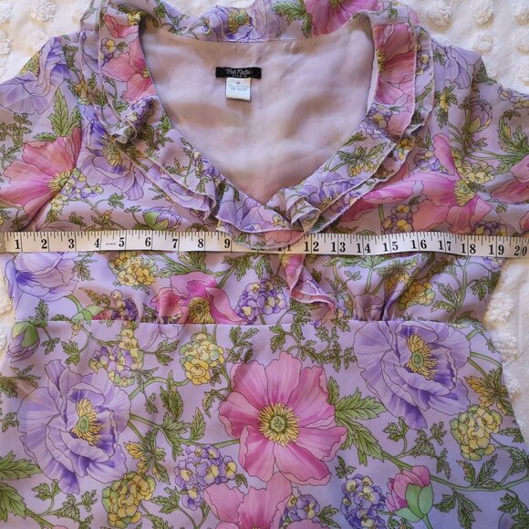 Bob Mackie women's floral 3/4 sleeve blouse Size M - Picture 5 of 7